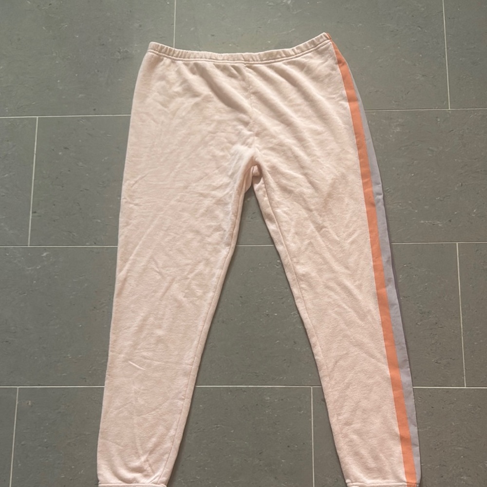 Wildfox Pink Joggers with Orange Stripe